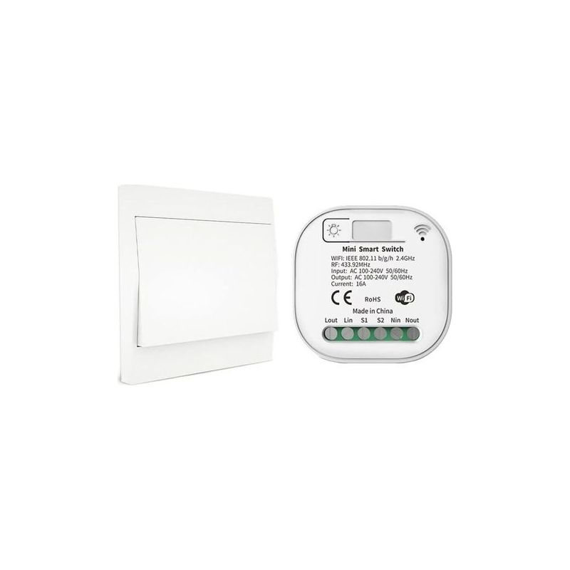 Kabelloser Rf433- Und Wifi-lichtschalter, Keine Batterie, Verkabelung Oder Hub Erforderlich, Kompatibel Mit Alexa, Google Home, Tuya Smart Life App, 2er-schalter-set