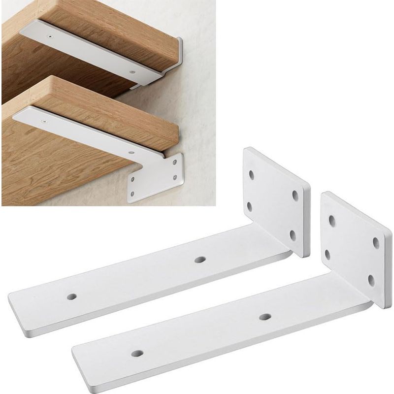 Set Aus 2 Robusten Wandregalhalterungen Mit Einer Tragfähigkeit Von 75 Kg, T-förmige Aufhängung, Wandhalterung (weiß, 20 Cm)