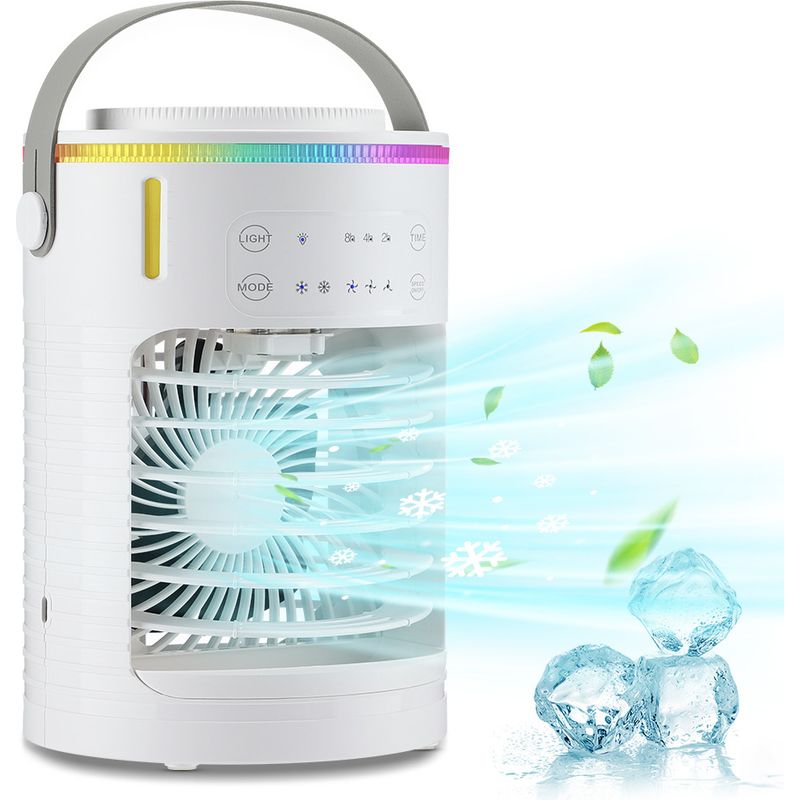 Tragbarer Klimagerät-ventilator Mit 2- Bis 8-stunden-timer, Mini-kühlventilator Mit 7-farbigem Led-licht