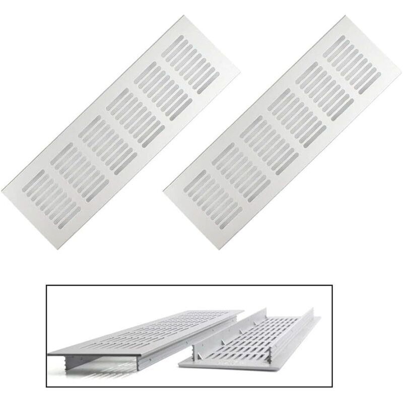 Rechteckige Aluminium-lüftungsgitter 80x250 Mm – 2er-pack Außenlüftungsgitter – Einfache Installation Mit Enthaltenen Schrauben