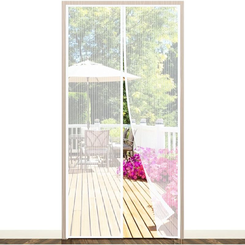 Magnetisches Fliegengitter Für Türen Und Fenster, 90x210 Cm, Automatischer Verschluss Mit Magneten, Ultrafeines Netz, Selbstklebend, Keine Bohrung Erforderlich, Hält Frische Luft Im Inneren, Weiß