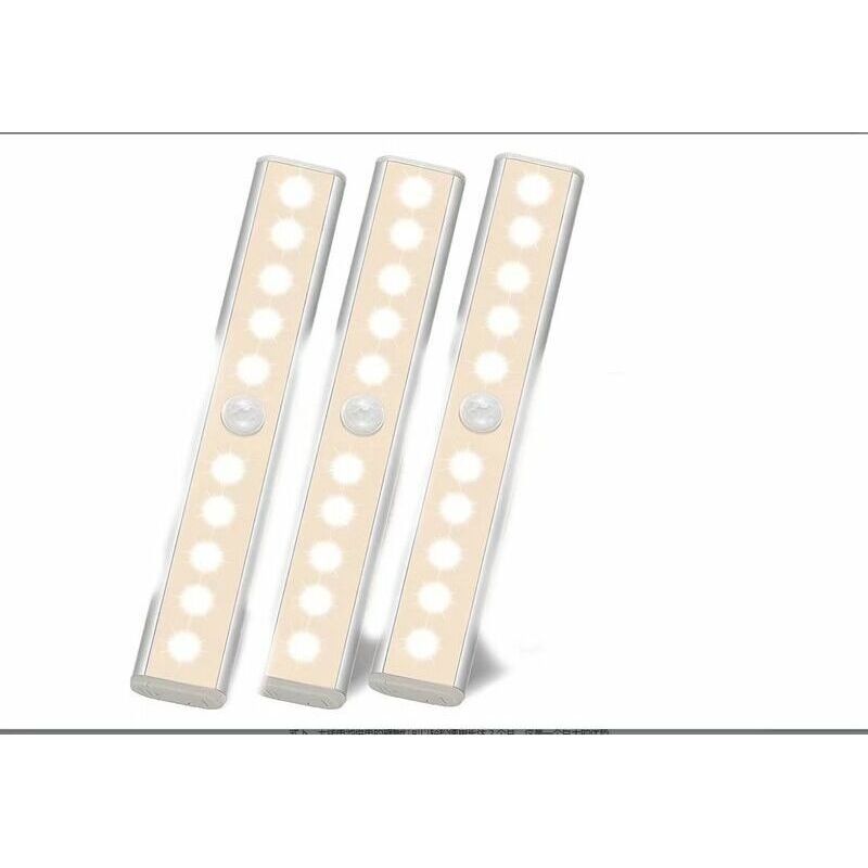 Led-lampe Mit Bewegungsmelder, 10 Leds – Kabellose Beleuchtung Für Schrank Und Treppe – Einfache Installation Mit Klebeband – Warmes Licht