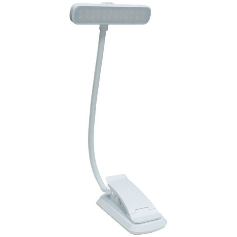 Leseleuchte Mit Klemme, Led-buchlampe Zum Anklippen, Stufenlos Dimmbar, 3 Farbtemperaturmodi, Usb-c Aufladbar, Flexibler Schwanenhals Mit 360° Drehung, Weiß