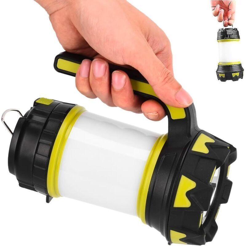 Led Smd Camping-taschenlampe – Laterne 2 W+1 W, 6 Betriebsmodi, Tragegriff, Usb-ladeeingang, 2 Batterien Enthalten, Beleuchtung Bis Zu 100 M Aus Abs Und Aluminium
