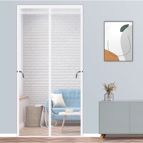 Magnetisches Fliegengitter Für Türen 120 X 220 Cm, Magnetischer Vorhang Mit Ultrafeinem Netz Und Automatischer Schließfunktion, Geeignet Für Balkon-, Keller- Und Terrassentüren, Weiß