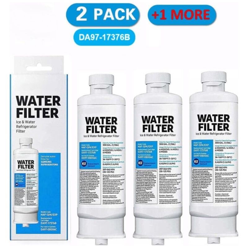 3er-pack Kühlschrankwasserfilter – 100 % Natürliche Kokosnusskohle – Kompatibel Mit Da97-17376b, Da97-08006c, Haf-qin, Haf-qin/exp