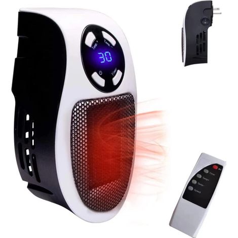 Kleiner Keramischer Heizlüfter 500 W, Sparsame Heizung, Tragbar Mit Thermostat Und Timer (weiß – Mit Fernbedienung)