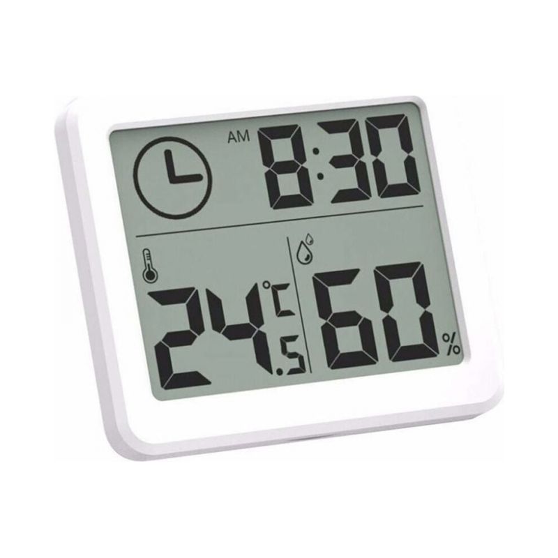 Digitales Innen-thermometer Und Hygrometer, Wetterstation Mit Lcd-wecker, Umschaltbar Zwischen °c/°f, Feuchtigkeits- Und Temperaturmesser, Mit Wand- Und Tischhalterung