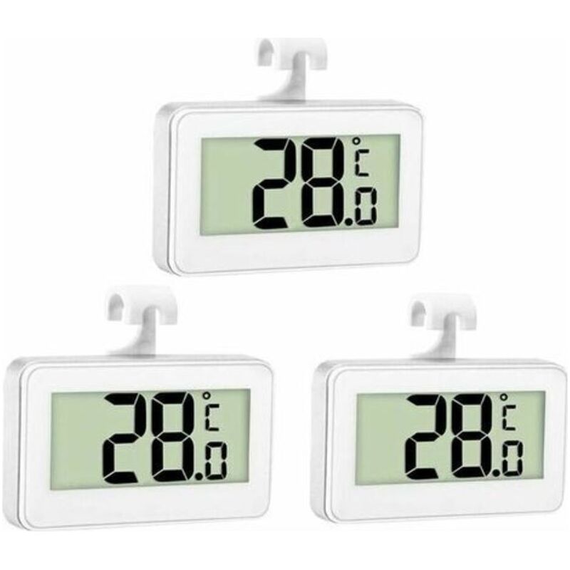 3x Kühlschrankthermometer Digitales Gefrierschrankthermometer Kühlschrankthermometer Raumthermometer Gefrierschrankthermometer Wasserdicht Mit Lcd-display Und Haken Zur Temperaturablesung