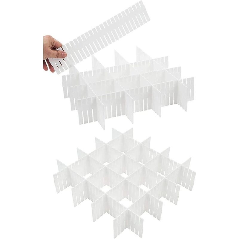 16-teiliges Schubladenorganizer-set, Diy-schubladentrenner, Verstellbare Schubladenteiler Für Büromaterial, Schlafzimmer, Küche Und Kosmetikutensilien (weiß)