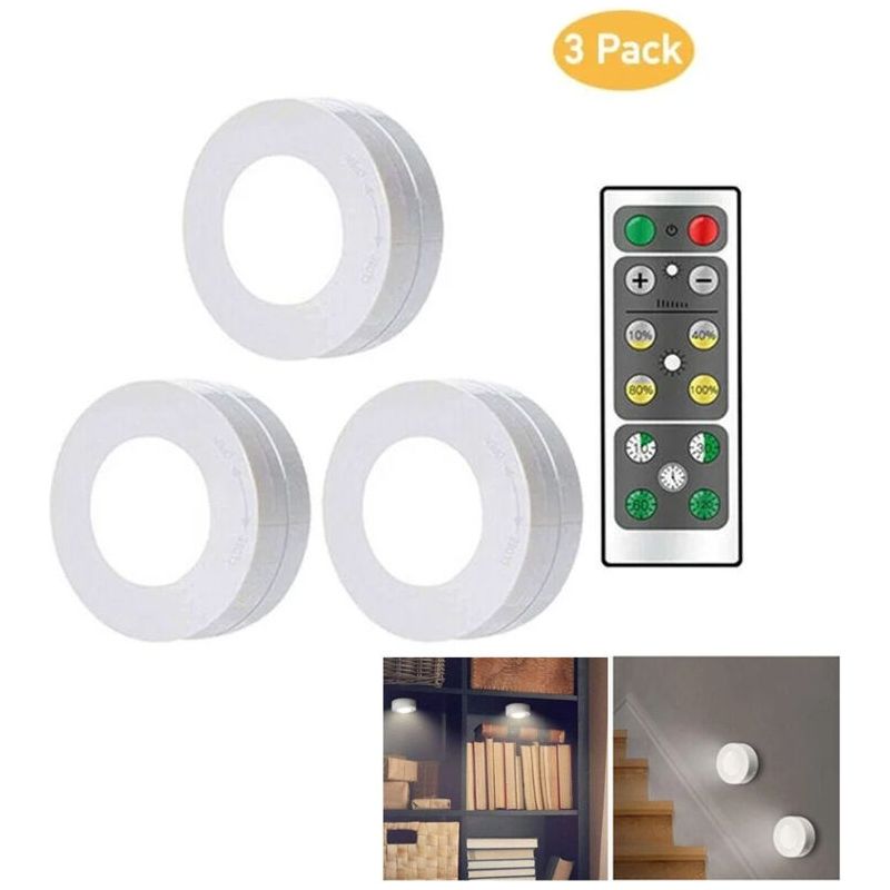 3er-set Kabellose Led-nachtlichter Mit Fernbedienung – Helligkeitsmodi 10–100 % – Bis Zu 120 Stunden Akkulaufzeit – Einfache Installation
