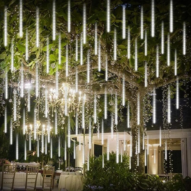 Weihnachtslichterkette Für Außen, 144 Leds, Meteoritenschauer, 50 Cm, 8 Röhren, Wasserdicht, Steckerfertig, Eiszapfeneffekt, Weihnachtsdekoration Für Den Weihnachtsbaum