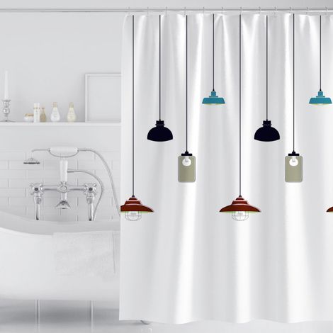 Rideau Duschvorhang, Duschvorhang 200x200 Cm, Waschbarer Polyester-duschvorhang Mit Beschwertem Saum Und 12 Haken, Badewannenvorhang Für Badezimmer, Weißes Kronleuchter-muster