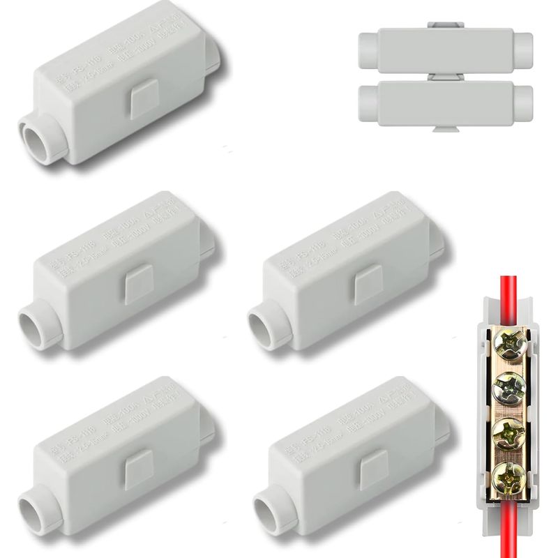 5 Durchgangsklemmen, 2-polig, 100 A, 1000 V, Doppelklemme Für Kabel Von 2,5 Bis 16 Mm², Hauptabzweigklemme Aus Abs, Deckengehäuse, Schalter, Installation