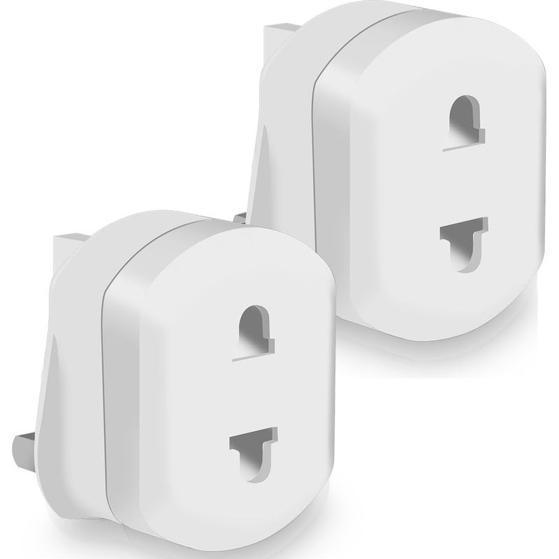 2er-pack Eu/us-stecker (2-polig) Auf Uk-stecker (3-polig) Konverter Mit 13-a-sicherungsadapter, Weiß