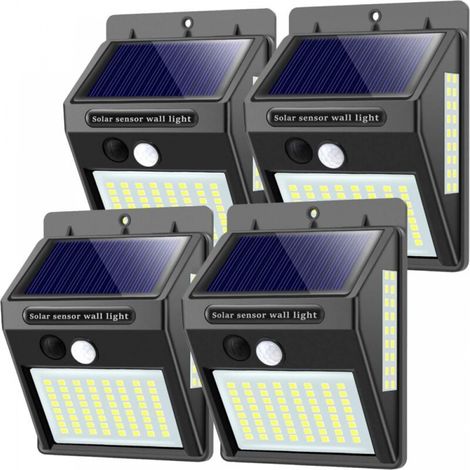 Solarlampen Für Außen Mit Bewegungsmelder, Hochwertige 100led-1000lumen Solar-außenbeleuchtung 1200mah Wasserdichte Led-wandleuchte Mit Bewegungsmelder - 4 Stück