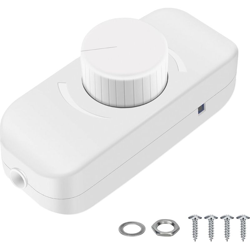 220v-240v Dreh-dimmer-schalter Mit Drucktaste (ein/aus) Für Dimmbare Led-leuchten/glühlampen/halogenlampen, 1-fach, 3-100w (weiß, Neues Upgrade)