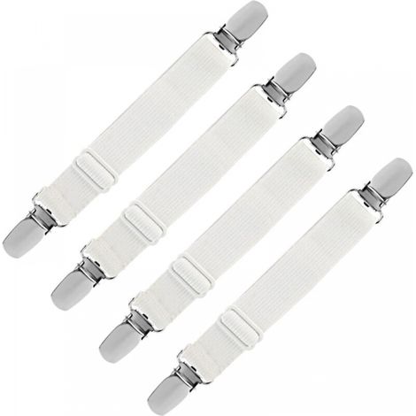Elastische Bettlaken-spanner, Verstellbare Haltegurte Für Bettlaken, Sofas Und Bügelbrettbezüge (weiß, 4er-pack), Dehnbar Bis 60 Cm