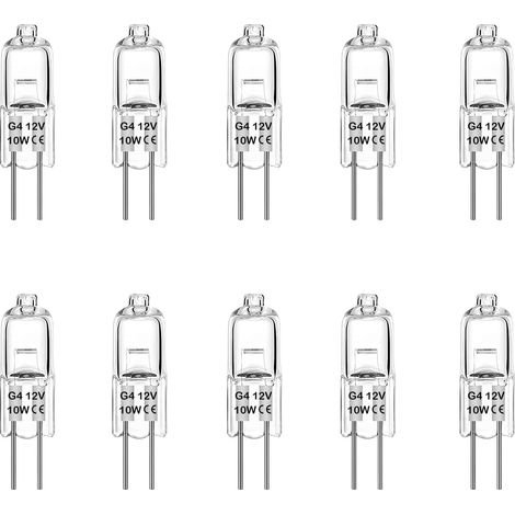 10er-pack Halogenlampen G4 10w 12v, Stiftsockel, Warmweiß 3000k [energieeffizienzklasse G]