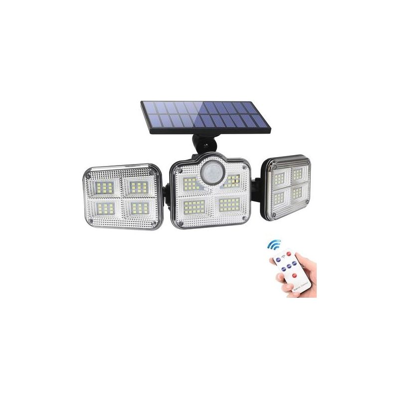 Wasserdichte Solar-außenleuchten, 270°-weitwinkel-solarleuchten Mit Bewegungsmelder, 3 Verstellbare Köpfe, 122 Led-scheinwerfer, Integrierte Solarlampe