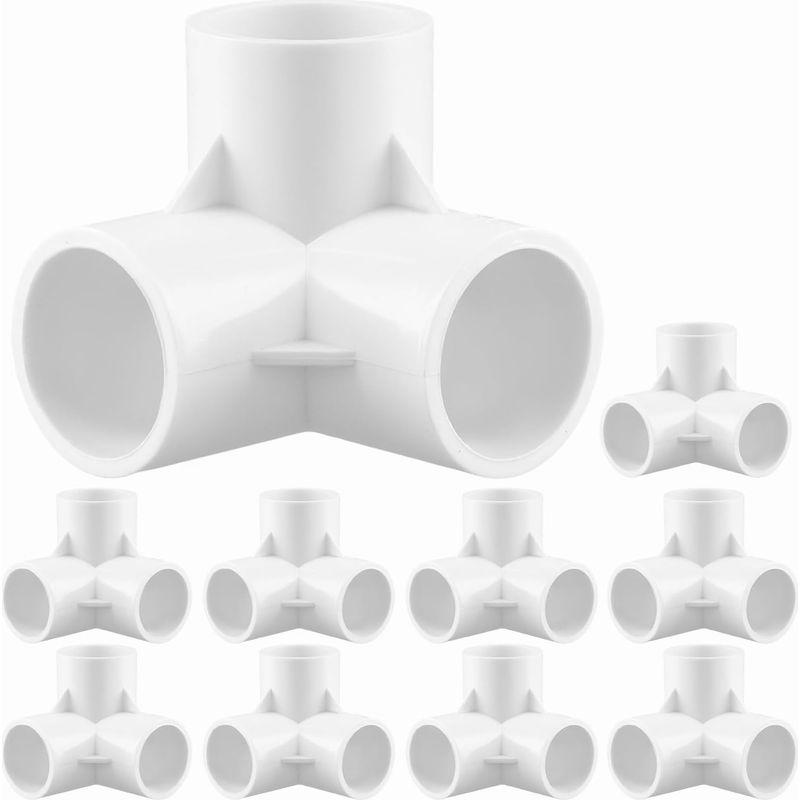 10 Stück 3-wege-rohrverbindungen, Innendurchmesser 32 Mm, Weiß, Pvc-kunststoff-winkelverbinder