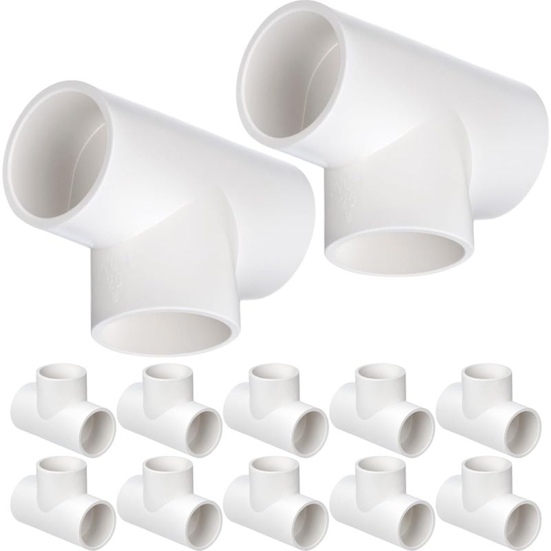 12 T-stücke, 3-wege, 25 Mm (weiß), Pvc-rohrverbinder Für Gewächshäuser, Wasserleitungen Und Garten