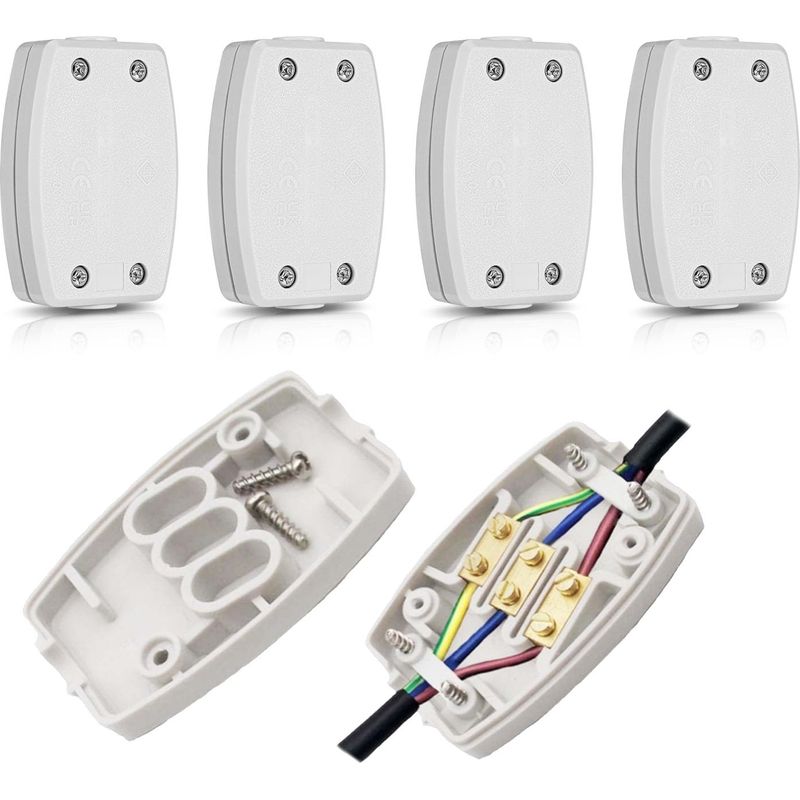 4er-set Elektrische Steckverbinder, 3-polige Elektrische Abzweigdose, 13 A 250 V, Für Außenbeleuchtung Und Haus (weiß)