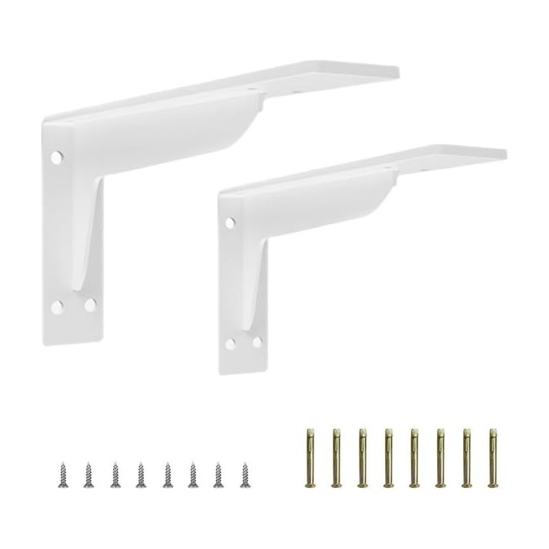 2er-set Robuste Weiße Metall-regalhalterungen, 14 Cm, L-förmig, Zur Wandmontage
