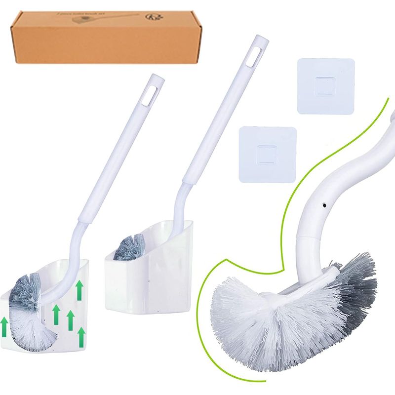 2er-pack Wc-bürste Mit Halter, Lange Kunststoff-wc-bürste Für Badezimmer Und Toilette, Bürste Mit Festen Borsten Zur Tiefenreinigung