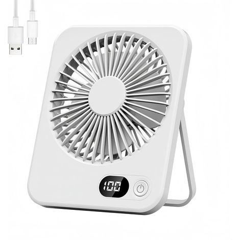 Tragbarer Und Leiser Usb-ventilator, Mini, 5 Geschwindigkeiten, Ideal Für Büro, Tisch, Küche Und Schlafzimmer - Wiederaufladbar Fly
