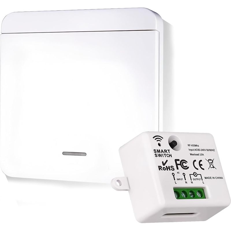 Kabelloser Schalter 230 V Mit Empfänger Für Lampe, Ferngesteuerter Rf-schalter 433 Mhz, Reichweite 50 M, Set Kabelloser Lichtschalter Ohne Verkabelung, Einfache Installation