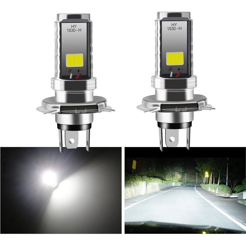 2 Stück H4 Led-glühbirnen, 12v Motorrad/auto Scheinwerfer, Cob 12w Led-lampen Für Fern- Und Abblendlicht