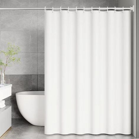 Rideau De Douche Anti-schimmel, 180 X 200 Cm Weiß, Mit 12 Haken, Ohne Bohren, Waschbares Peva-gewebe