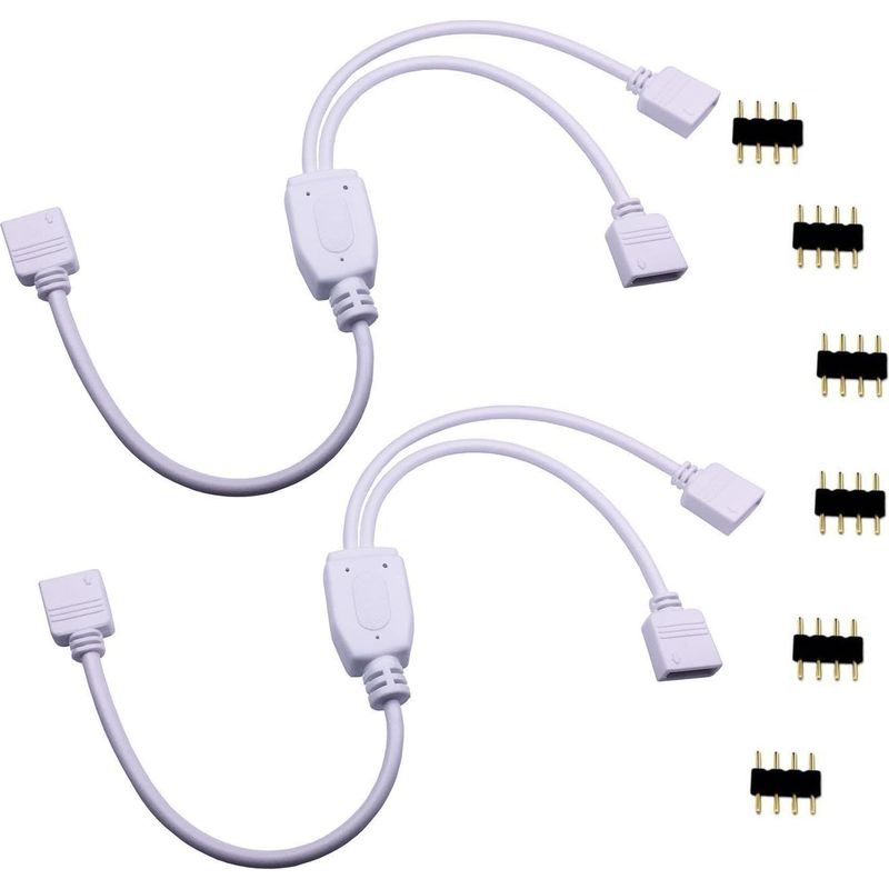 2er-pack Led Rgb Teilerkabel 1 Auf 2, Led Streifen Verteiler Dc 2-wege 1 Zu 2 Led Splitter Kabel 4-polig Verlängerung Für Smd 5050 3528 2835 Rgb Led Strip - 30cm, Weiß