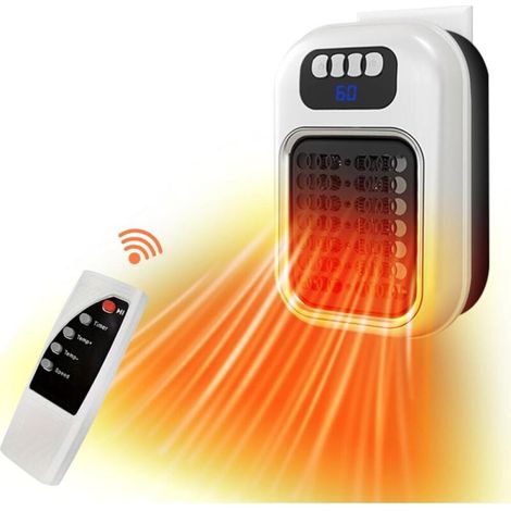 Tragbarer Wandmontierter Heizlüfter, Leiser Ventilator Mit Led-bildschirm Und Fernbedienung Für Badezimmer, Studios Und Apartments, Weiß