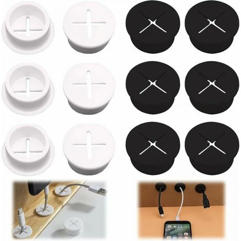 12er-set Flexibler Gummikabelhalter Zur Kabelverwaltung, Rund Und Weiß, Für Telefon, Schrank, Tisch