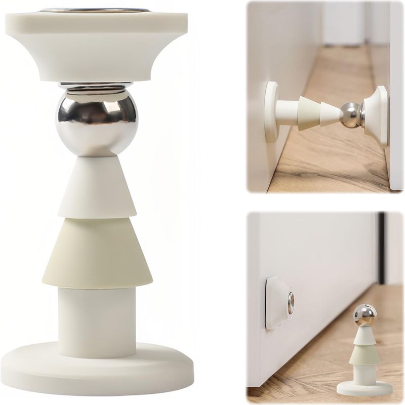 Magnetischer Türstopper, Silikon-türstopper Ohne Bohren, Leiser Bodentürstopper Mit 3m-klebestreifen, Türanschlag Für Schlafzimmer Und Büro (weiß)