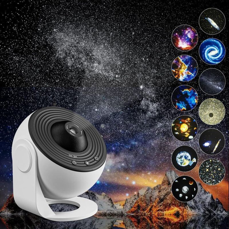 Galaxie-projektor, 13-in-1, Sternenhimmel-licht Für Das Heimplanetarium Im Schlafzimmer, Rotierende 360°-nebellampe, Nächtliche Sternenhimmelslampe Mit 12 Konstellationen Des Sonnensystems