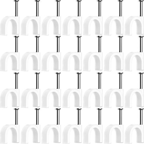 100 Stück Kabelclips Für Elektrische Kabel, Kabelfixierung, Drahtbefestigung, Wandkabelhalter, Kabelklammern Mit Stahlstift, Zur Kabelbefestigung, Weiß (4 Mm)