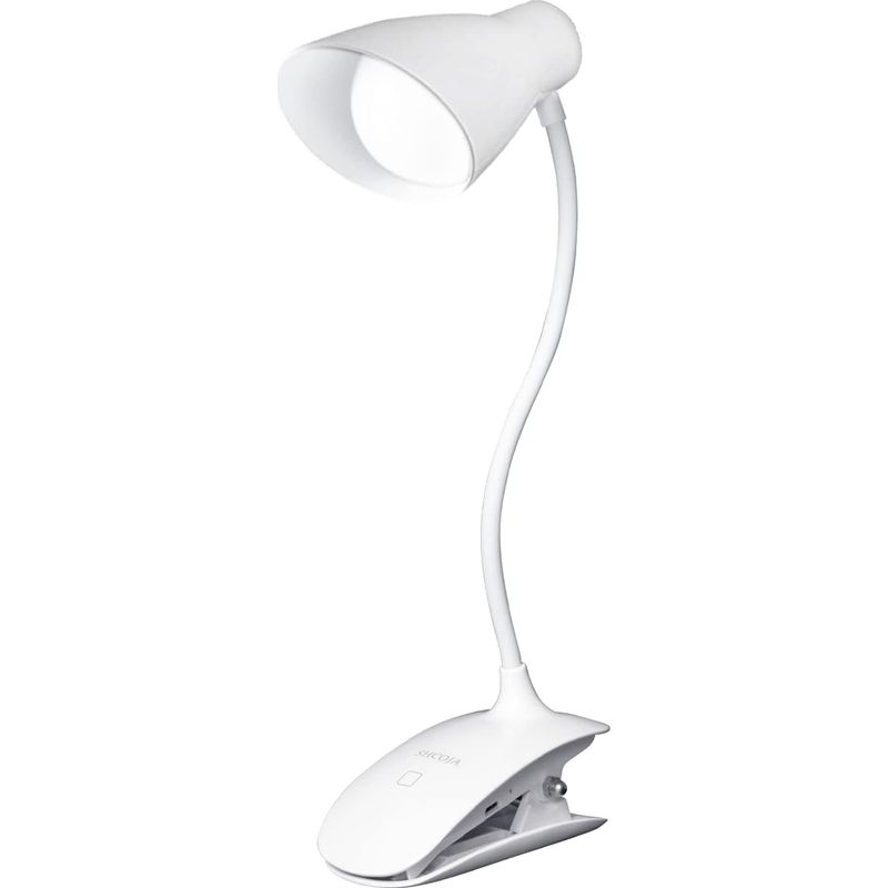 Lampe Lecture, Wiederaufladbare Leselampe Mit 3 Helligkeitsstufen, Touch-steuerung, 5500-6000k Clip Mit Verstellbarem Hals, Buchleuchte, Klemmlampen Für Nachtlektüre Und Reisen, Weiß