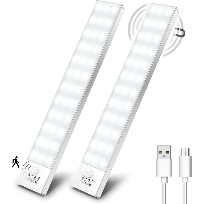 Schrankleuchte Mit 36 Leds, Usb-aufladbare Kabellose Led-schranklampe Mit Bewegungsmelder (2er-pack, 233,5 Cm)