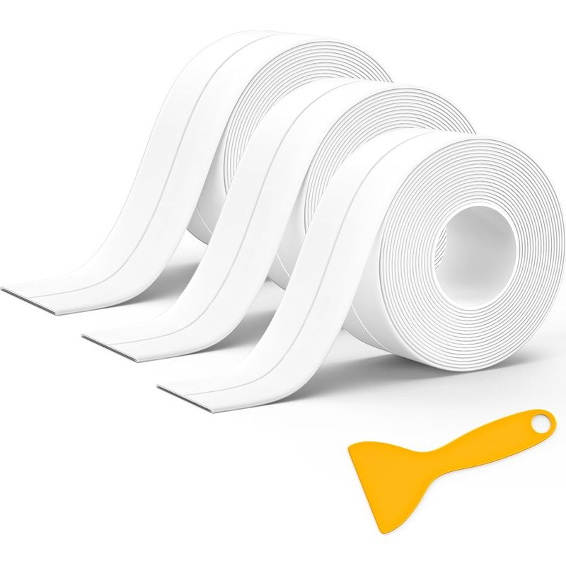 3 Rollen Silikon-dichtungsband Für Badezimmer, Weiß, Selbstklebendes Band, Wasserdichte Dichtungsstreifen Für Badewannen (320 Cm X 3,8 Cm)