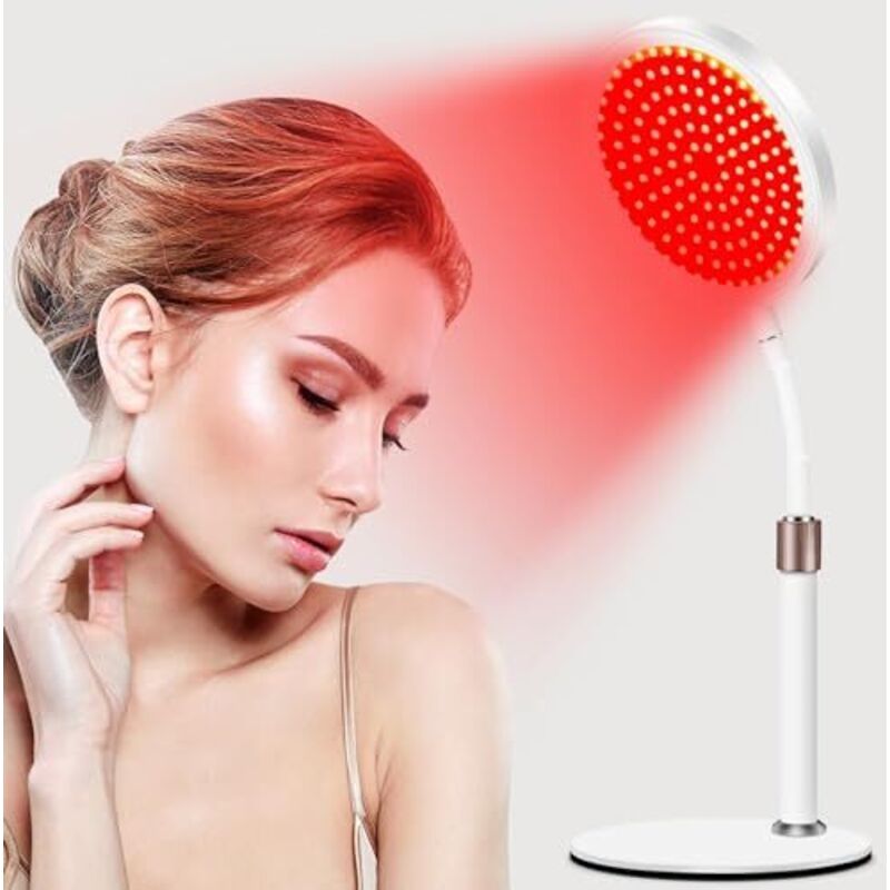 Rotes Licht Mit Sockel, Verbesserte Infrarotlampe 940 Nm, 850 Nm Und 660 Nm, 100 Leds, 3-in-1-chip-design, Flexibler Schwanenhals Und Timer 15/30/45 Minuten, Rotes Licht Für Den Einsatz