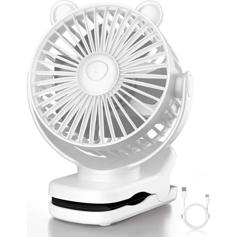 Tragbarer, Wiederaufladbarer Personalventilator, 2000-mah-akku, 3 Lüftungsstufen, Unverzichtbar Auf Reisen, Weiß.