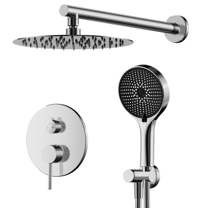Duschsystem, Unterputz-duscharmatur Chrom, Duscharmaturen-set Duschsystem Mit 30-cm-regendusche, 360° Verstellbarer Regenduschkopf, Handbrausen-komplettset, Duschkopf Mit Anti-kalk-düsen