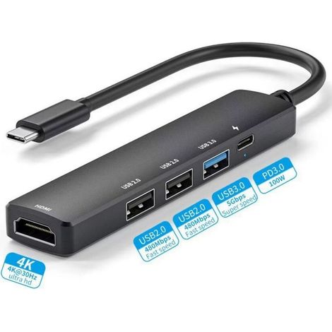 5-in-1 Usb-c-dockingstation Mit 4k-hdmi-anschluss, 100-w-pd-schnellladefunktion Und Usb-anschlüssen Für Macbook Und Pc