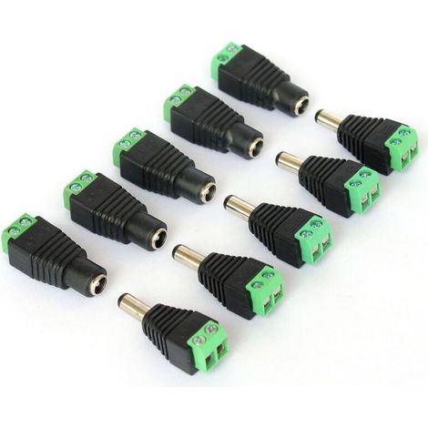 Enowelir 10x Dc Stecker/buchse Für Videoüberwachungskameras 2,1 X 5,5 Mm