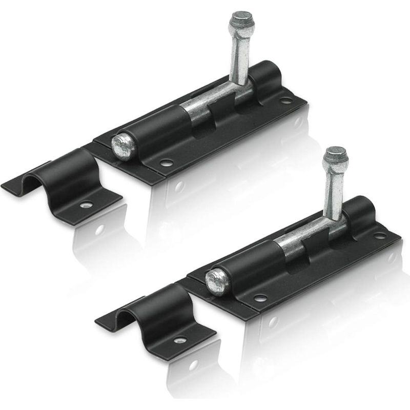 Inhhub Set Mit 2 Schwarzen 100-mm-türriegeln, Türschloss Mit Riegel Für Den Innen- Und Außenbereich, Z. B. Für Schuppentüren, Garagentore Oder Gartentore - Inhh