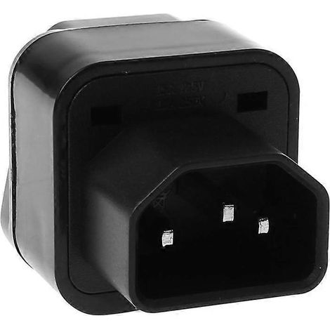 Universaladapter Iec 320 C14 Buchse Auf Netzstecker, Schwarzer Netzanschluss