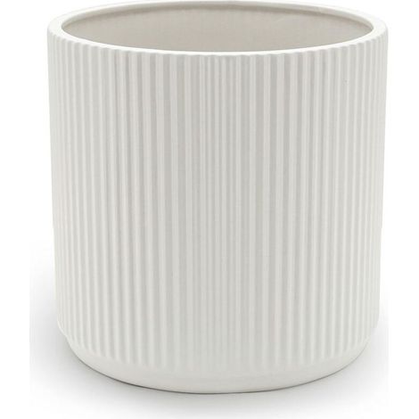 Weißer Keramik-blumentopf Mit Vertikalen Streifen – Ideal Für Zimmerpflanzen, Zur Dekoration Von Wohnzimmer, Büro Oder Hängegarten, Geeignet Für Verschiedene Grünpflanzen, 9 Cm Durchmesser